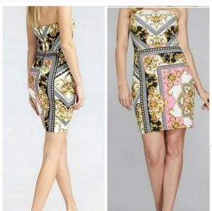 NWT Guess Marciano Barroque Rock  Straples Scuba Bodycon Dress Size XS